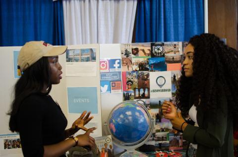 Students sharing research presentation