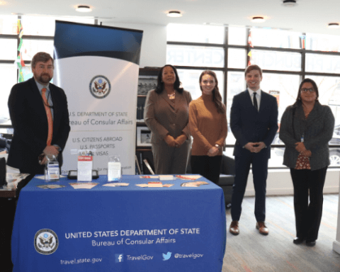 USDS members visit the Bunche Center to help students gain passports 