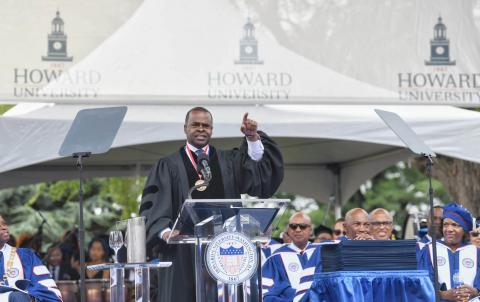 Kasim Reed speaking during Howard University Commencement ceremony