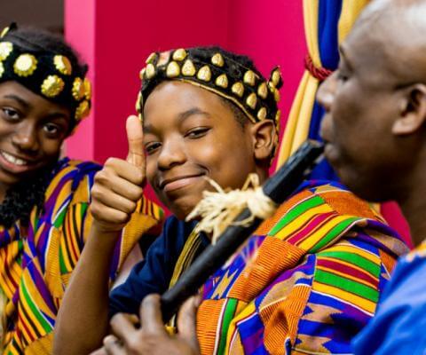 Young people in colorful african attire