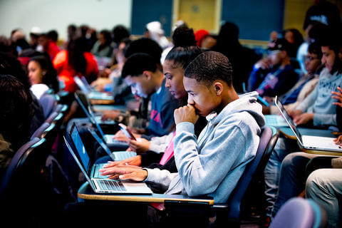 Students on computers